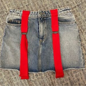 Carmar denim/Jean skirt w/cute & unique red detail